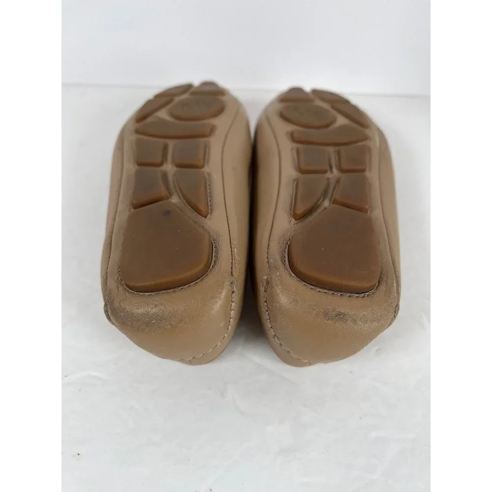 Michael Kors Size 6.5 Tan Balletcore Flats Leather Ballet‎ Gold Buckle Detail